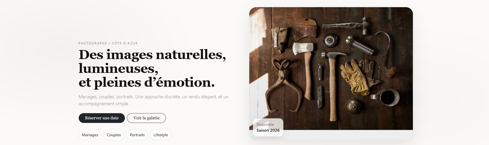 Vitrine pour un photographe